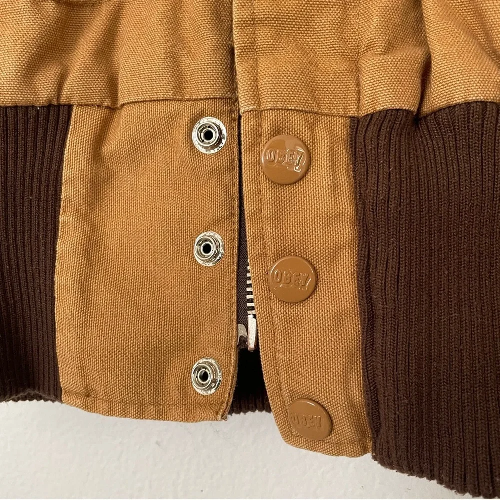 Obey Women's Tan and Yellow Jacket size S - Picture 14 of 14